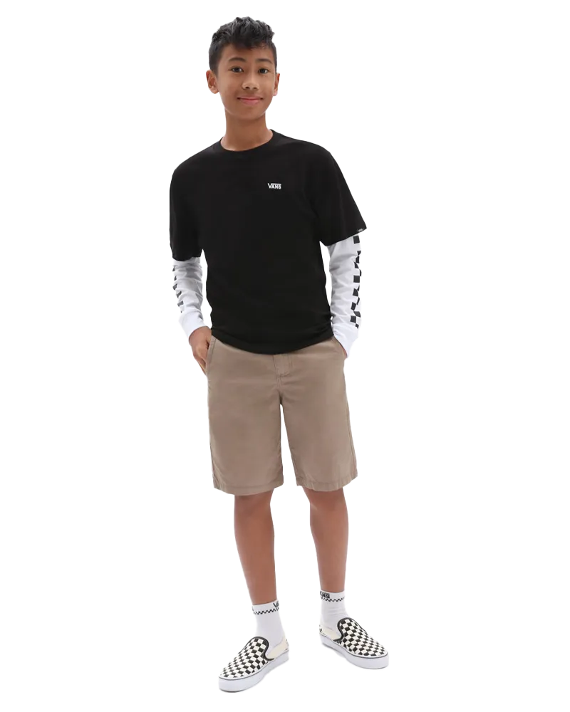 Vans Clothing Long Check Twofer Boys T-Shirt in Black