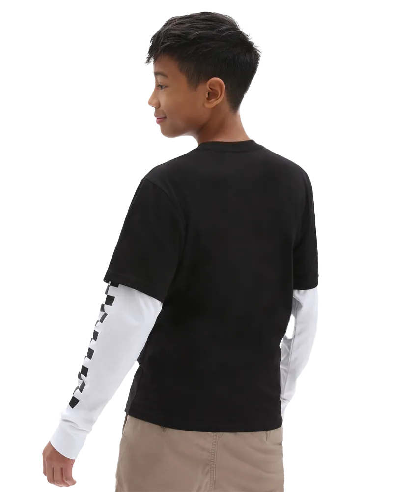 Vans Clothing Long Check Twofer Boys T-Shirt in Black