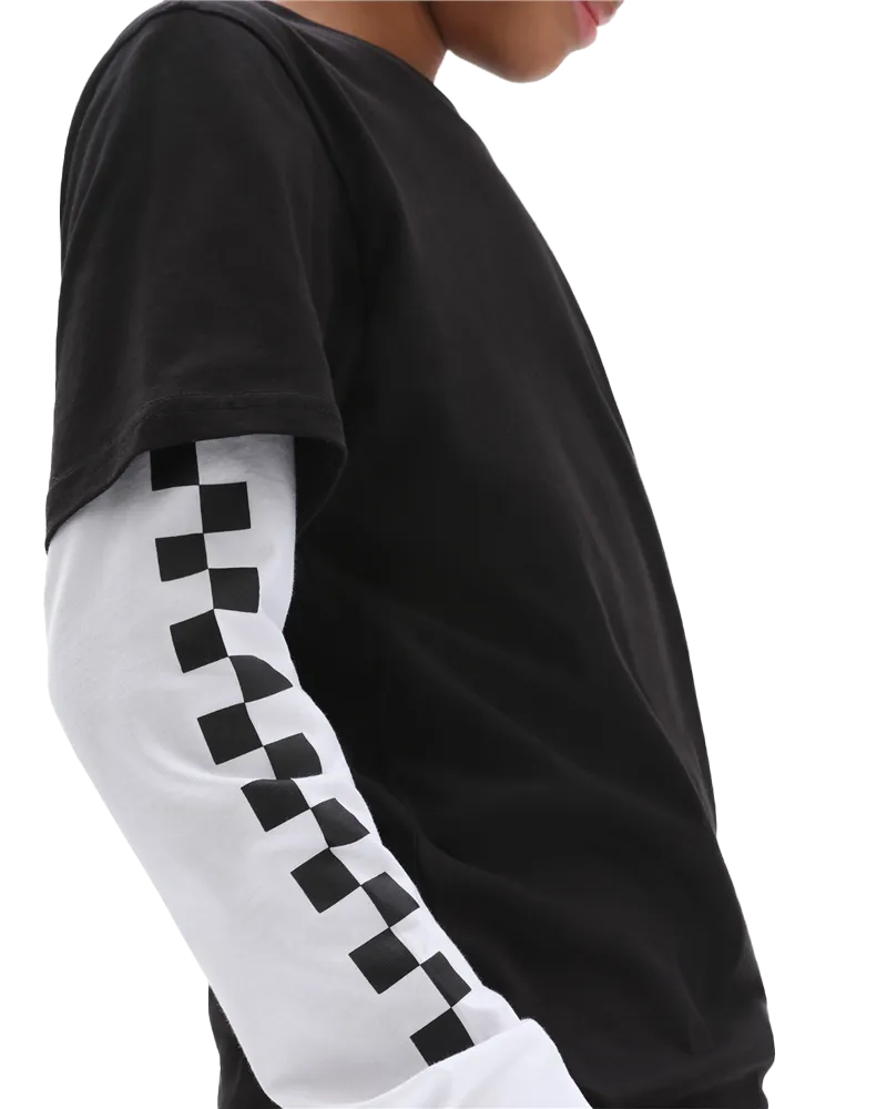 Vans Clothing Long Check Twofer Boys T-Shirt in Black