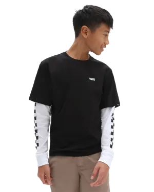 Vans Clothing Long Check Twofer Boys T-Shirt in Black
