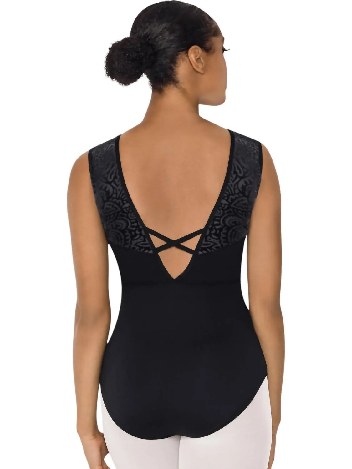 Velvet Couture V Back Leotard In Black