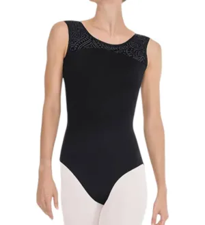 Velvet Couture V Back Leotard In Black
