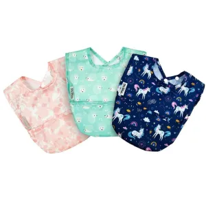 Wipe Clean Pocket Bib 3pk Girl