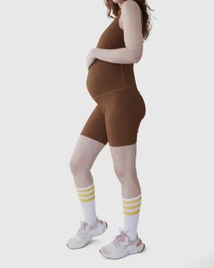 Women's Maternity Short Bodysuit In Chestnut
