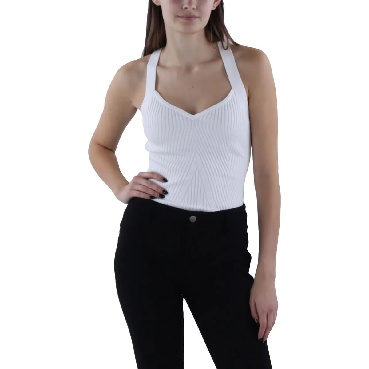 Womens Ribbed Knit Thong Bodysuit
