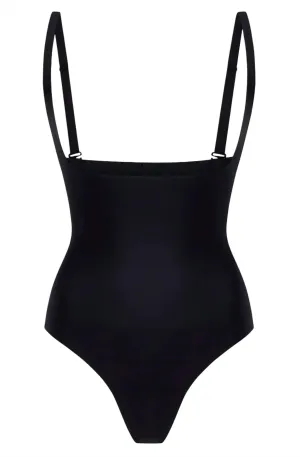 Women's Zone Smoothing Open Bust Bodysuit In Black