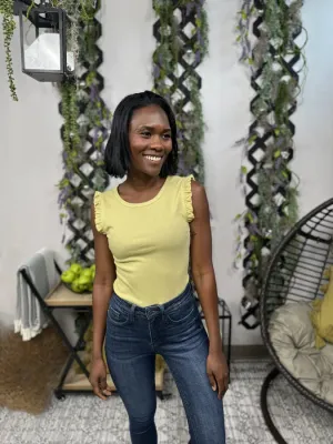 Won't Leave It Women's Ruffled Sleeveless Bodysuit * Final Sale*
